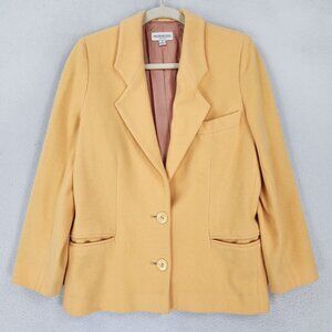 Henri Bendel Jacket Womens 2 Yellow Wool Cashmere Blend Blazer Made In Italy